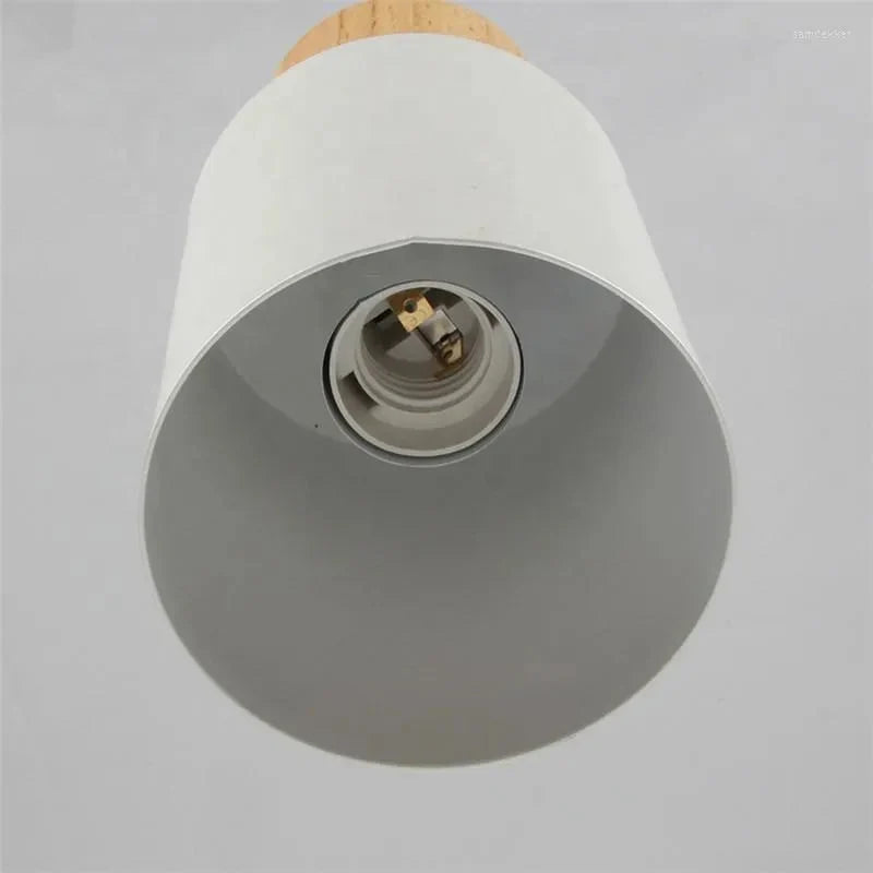 Pendant Light Aluminum Shade Wood Accents Adjustable Height