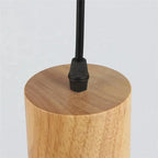 Pendant Light Aluminum Shade Wood Accents Adjustable Height