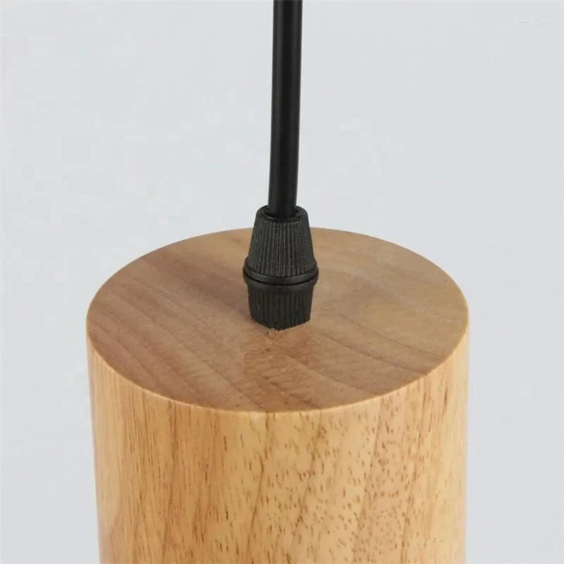 Pendant Light Aluminum Shade Wood Accents Adjustable Height