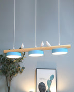 Pendant Light Bird-Shaped Glass & Metal Adjustable Height