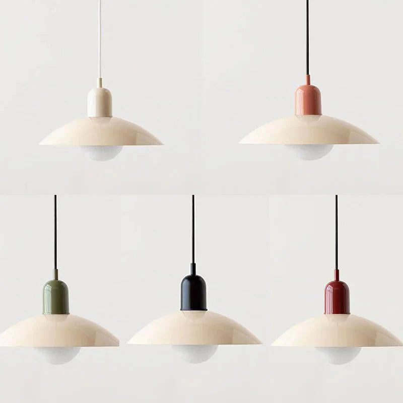 Pendant Light Colorful Dome Iron Enamel Adjustable Cable