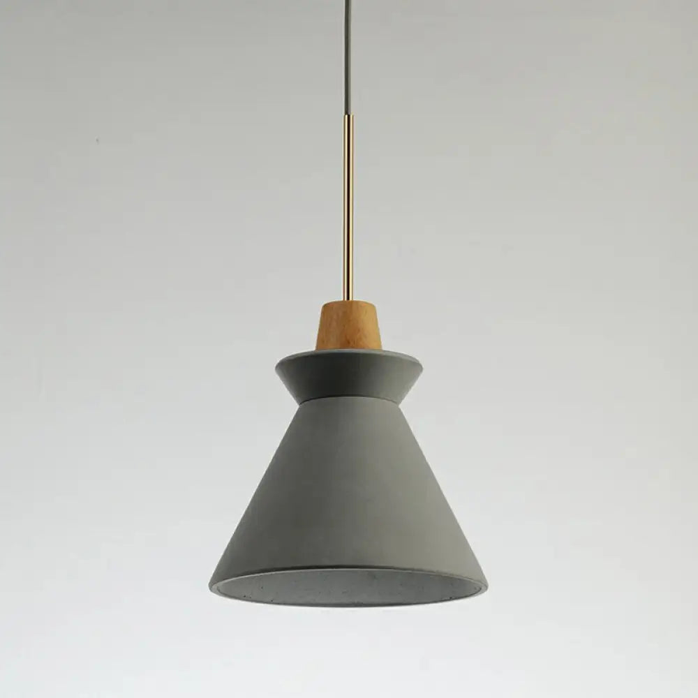 Pendant Light Concrete Shade & Wood Fixture E26/E27 Socket