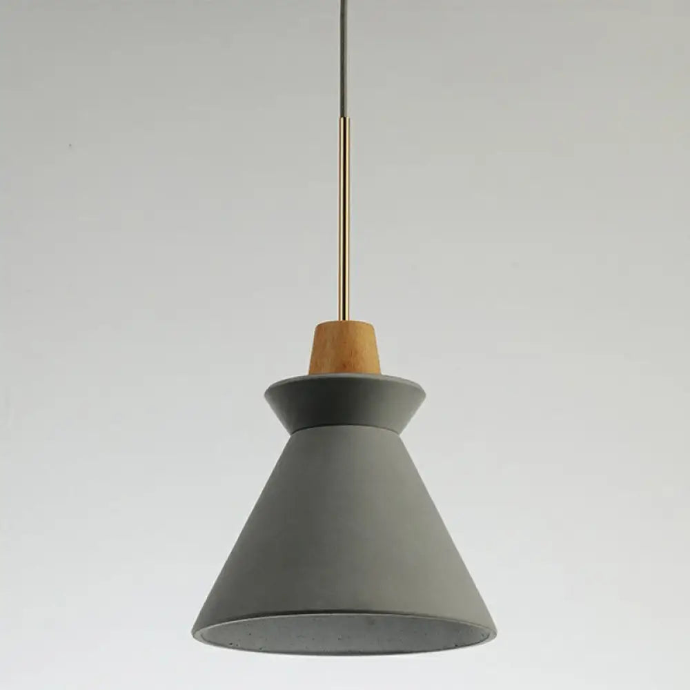 Pendant Light Concrete Shade & Wood Fixture E26/E27 Socket