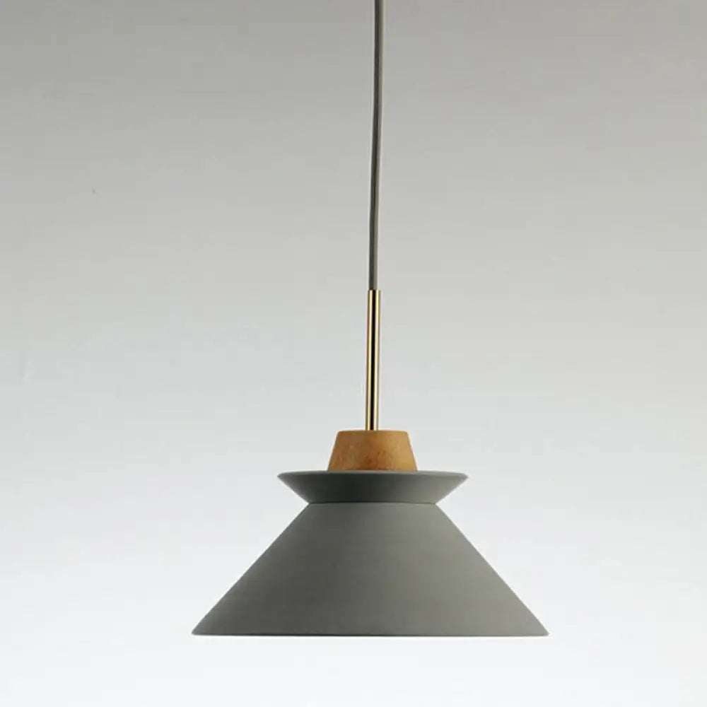 Pendant Light Concrete Shade & Wood Fixture E26/E27 Socket