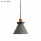 Pendant Light Concrete Shade & Wood Fixture E26/E27 Socket