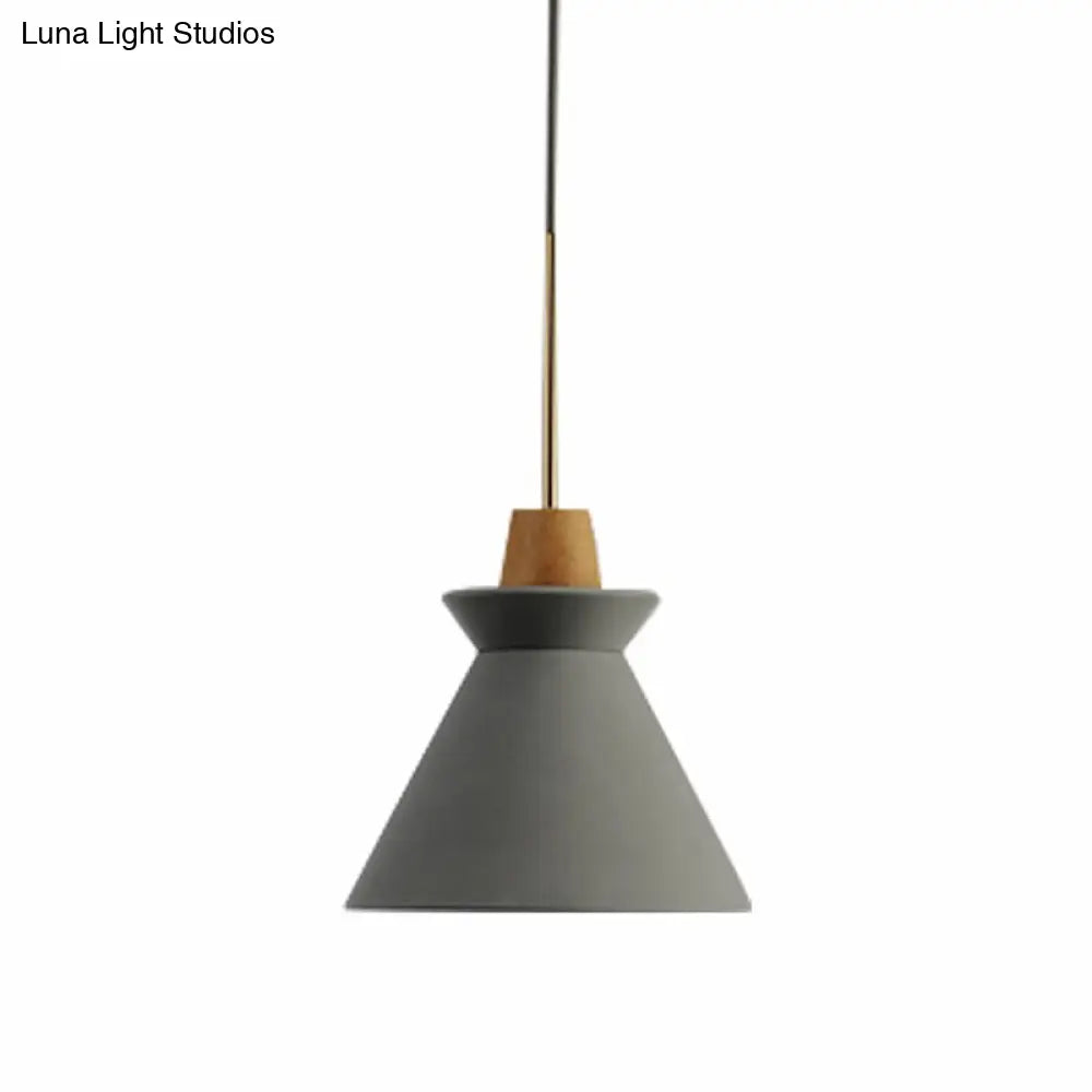 Pendant Light Concrete Shade & Wood Fixture E26/E27 Socket