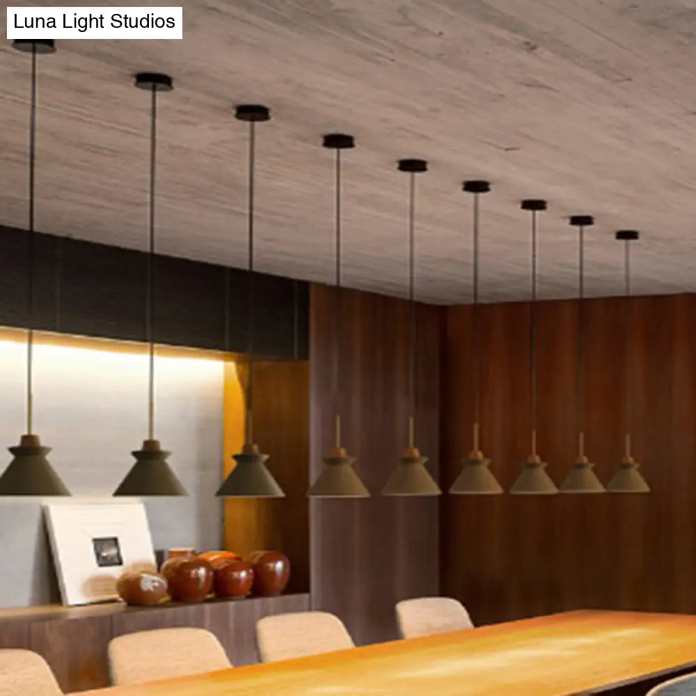 Pendant Light Concrete Shade & Wood Fixture E26/E27 Socket