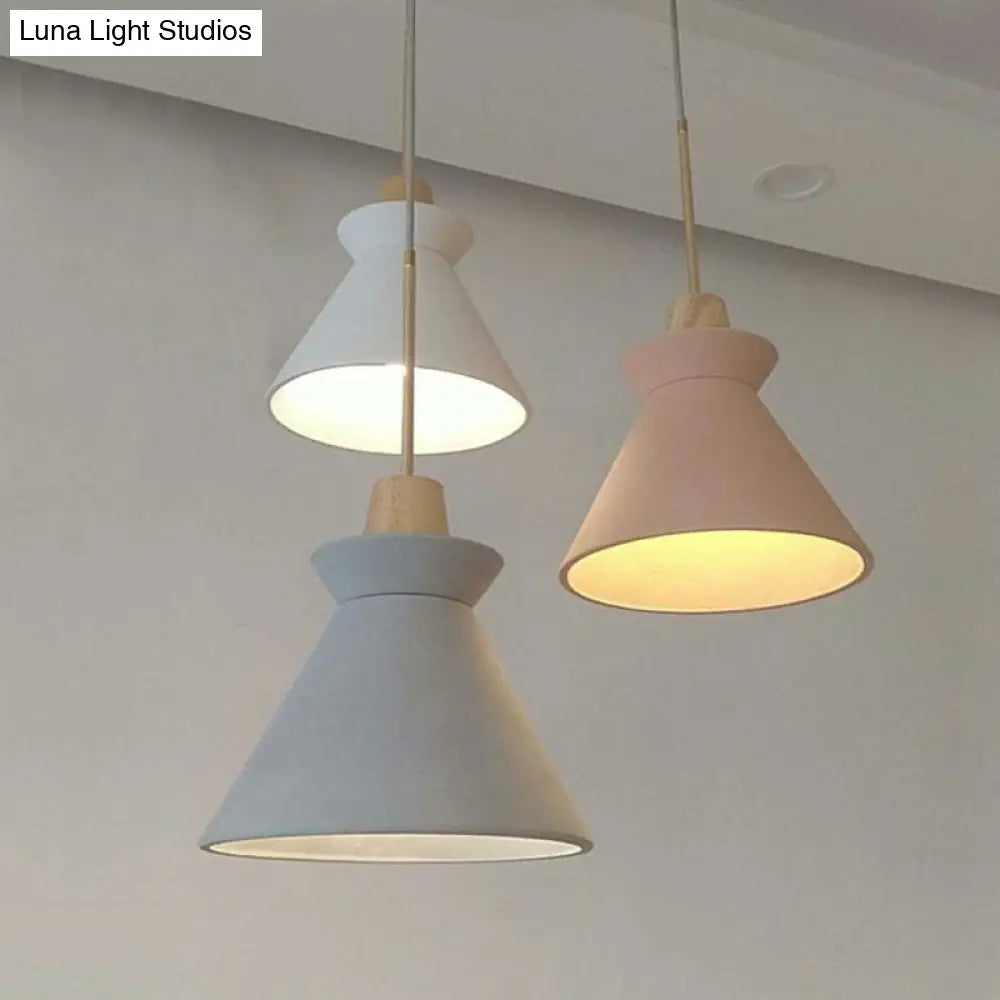 Pendant Light Concrete Shade & Wood Fixture E26/E27 Socket