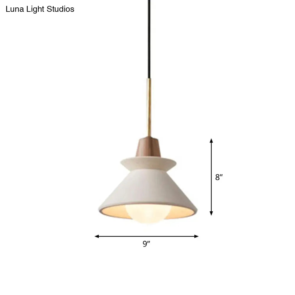 Pendant Light Concrete Shade & Wood Fixture E26/E27 Socket