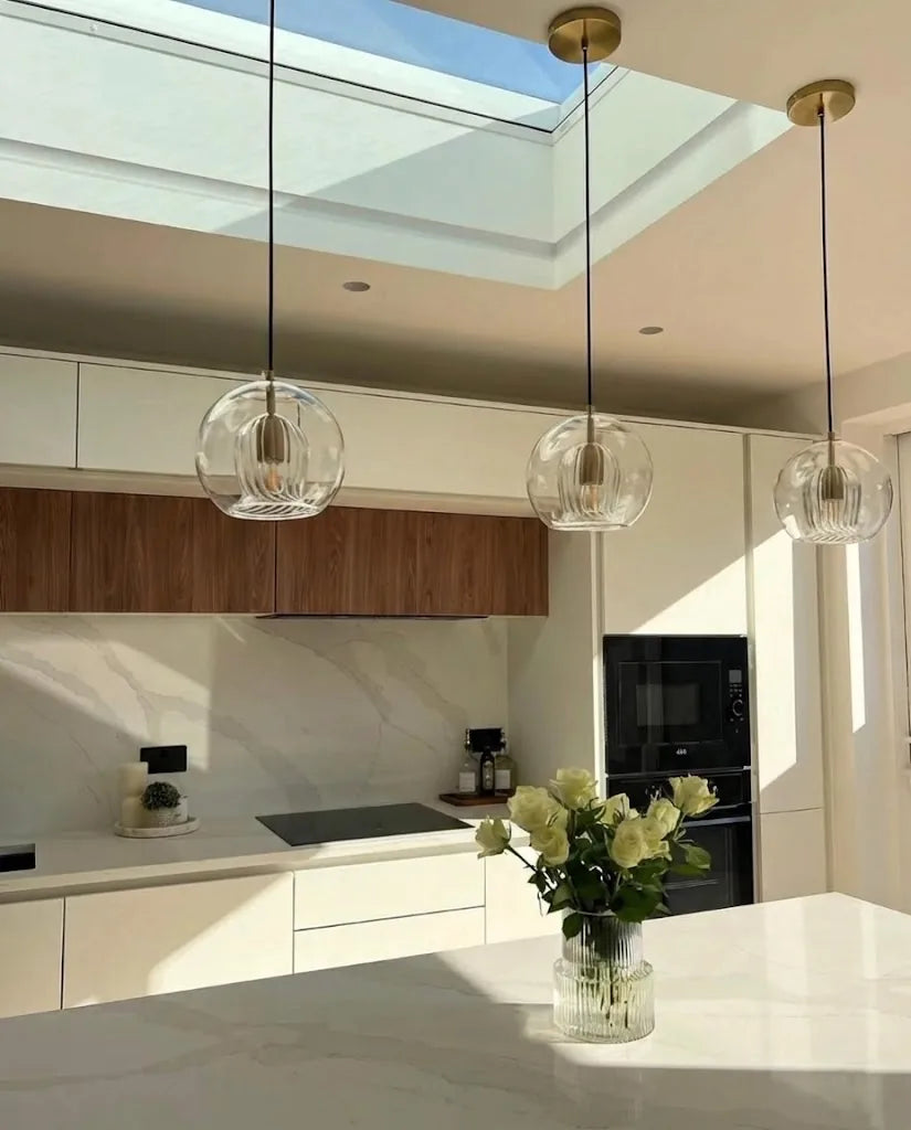 Pendant Light Double Glass Globe 3-Level Dimming Remote