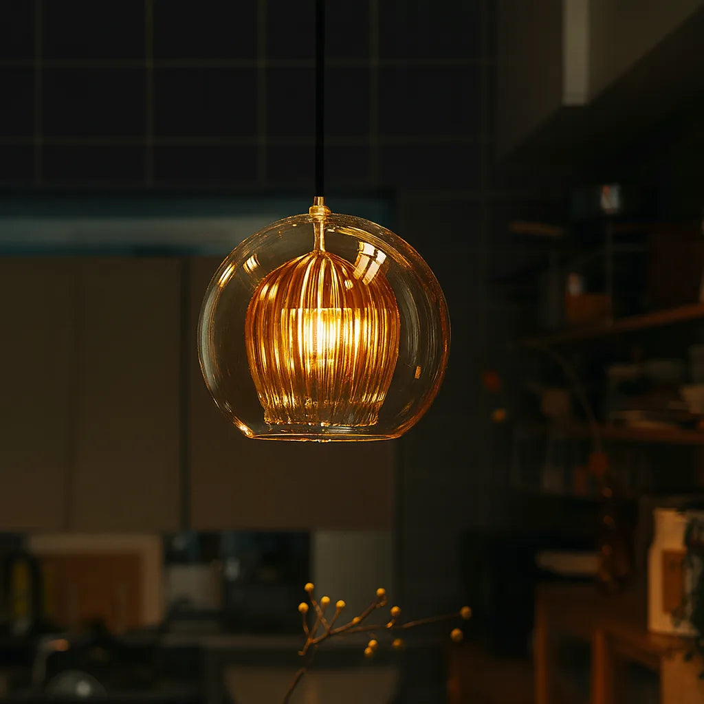 Pendant Light Double Glass Globe 3-Level Dimming Remote