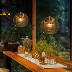 Pendant Light Double Glass Globe 3-Level Dimming Remote