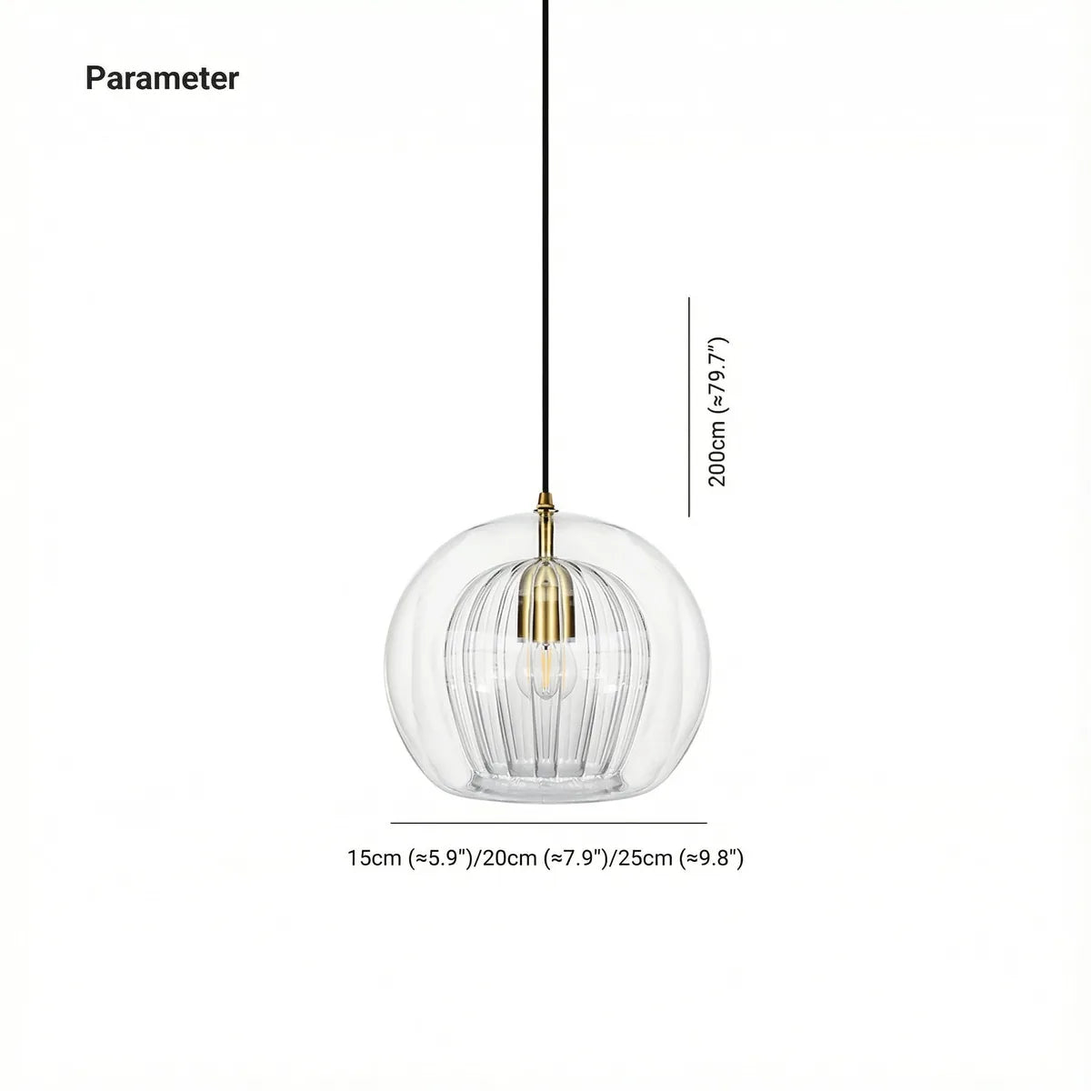 Pendant Light Double Glass Globe 3-Level Dimming Remote