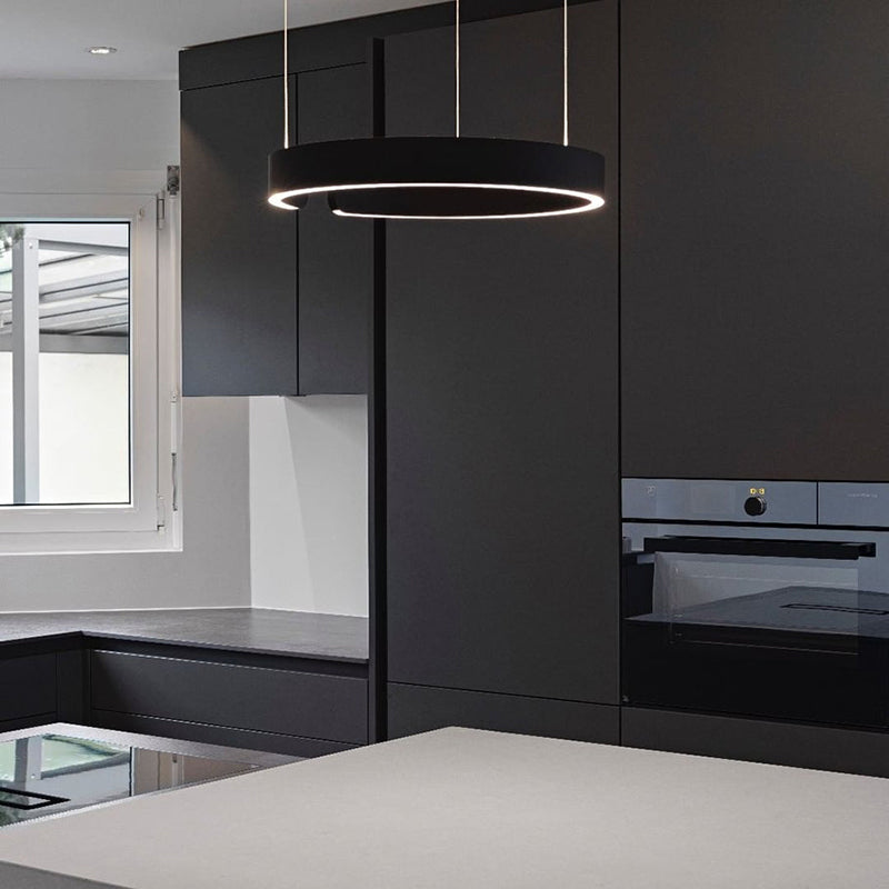 Pendant Light Dual-Ring Warm White LED Adjustable Height