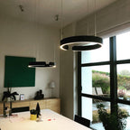 Pendant Light Dual-Ring Warm White LED Adjustable Height