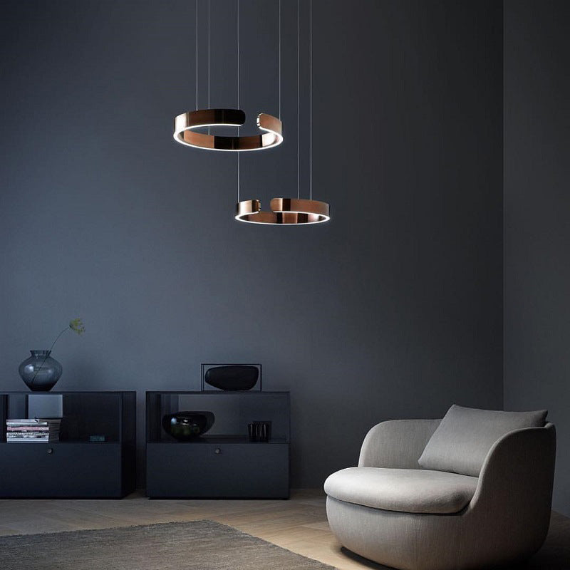 Pendant Light Dual-Ring Warm White LED Adjustable Height