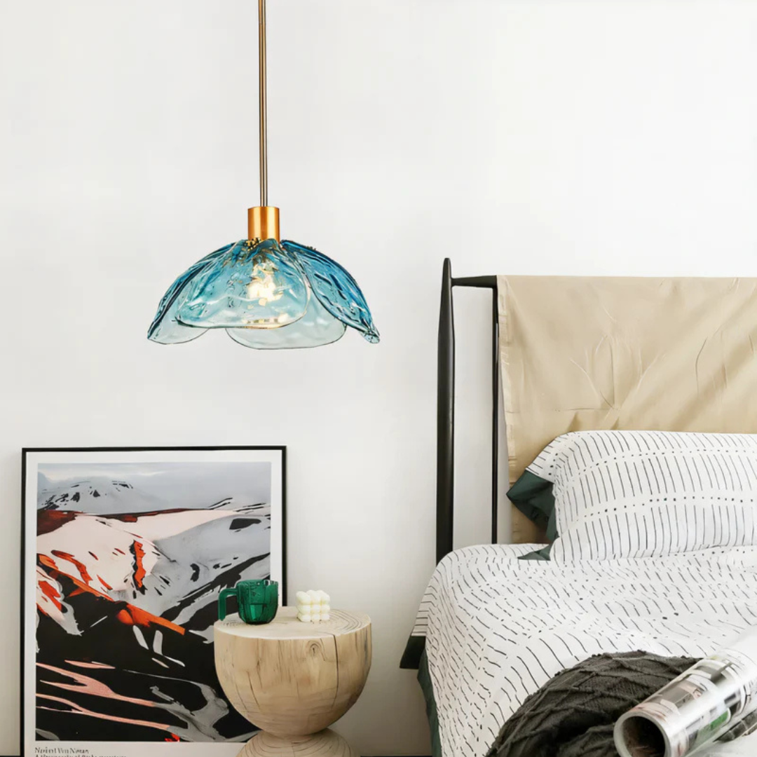 Pendant Light Floral Glass & Iron E27 LED Compatible
