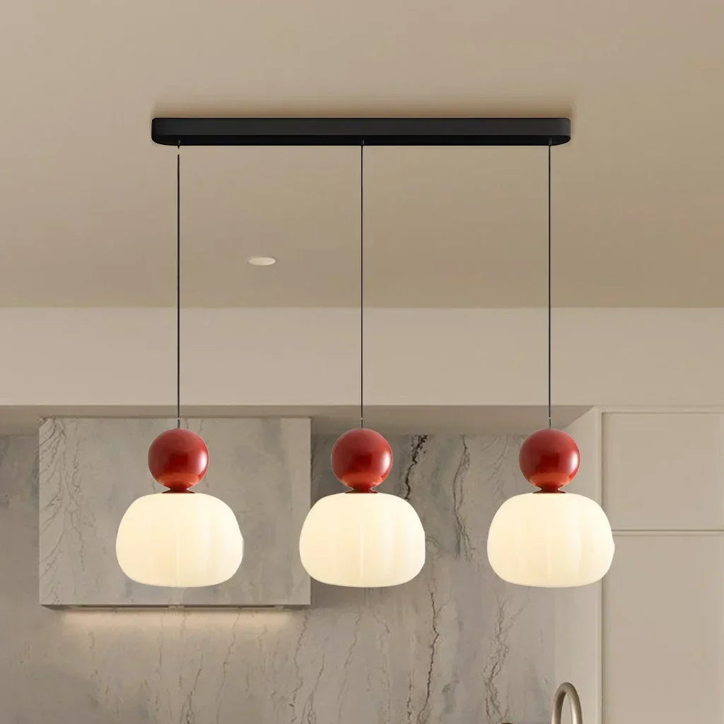 Pendant Light Fluted Acrylic Shade Polished Metal Sphere