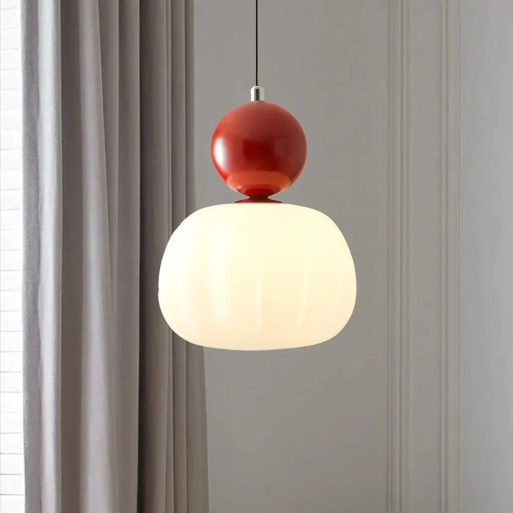 Pendant Light Fluted Acrylic Shade Polished Metal Sphere