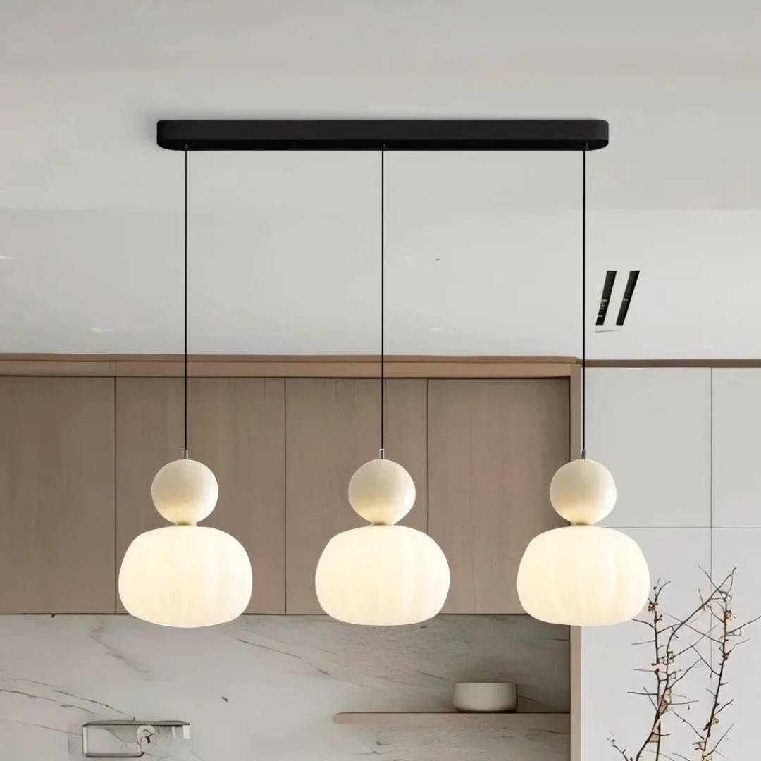 Pendant Light Fluted Acrylic Shade Polished Metal Sphere