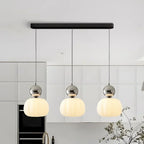 Pendant Light Fluted Acrylic Shade Polished Metal Sphere