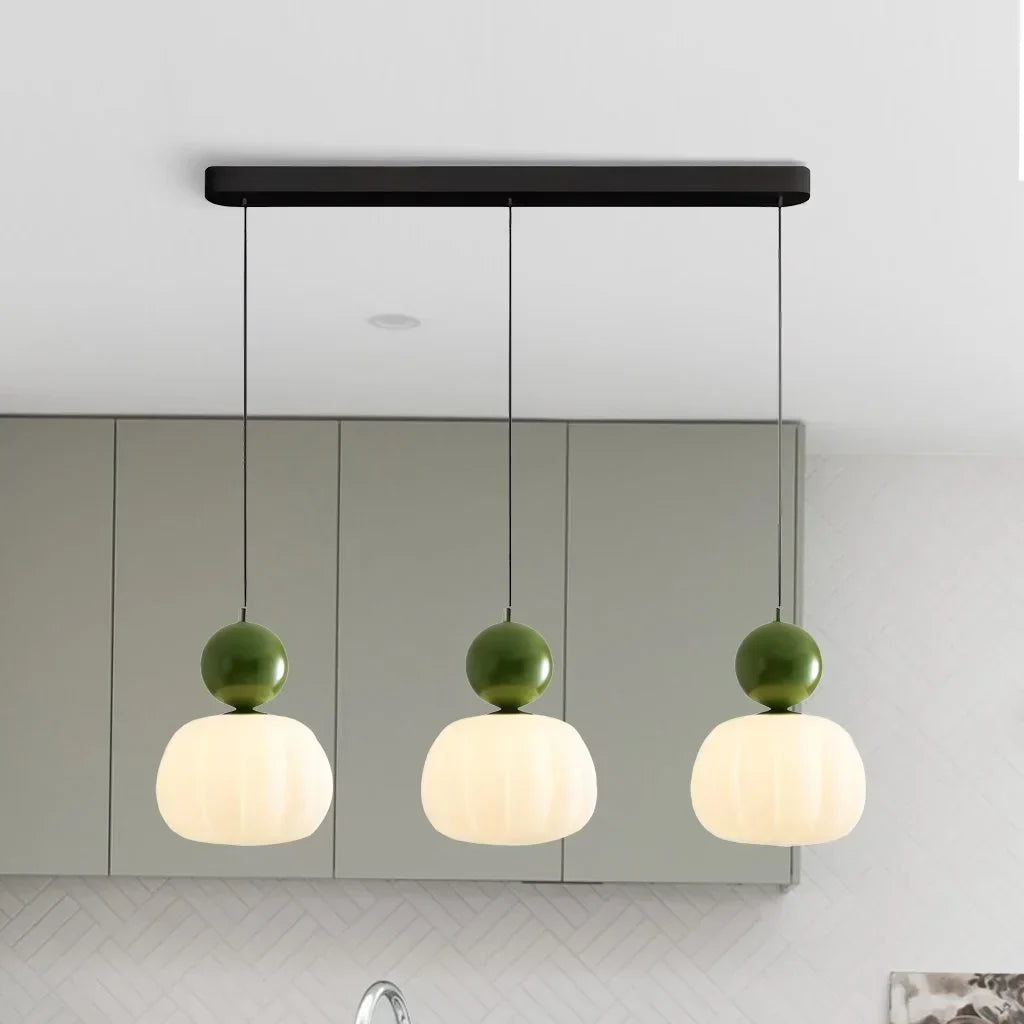 Pendant Light Fluted Acrylic Shade Polished Metal Sphere