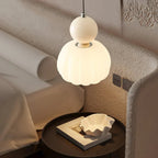 Pendant Light Fluted Acrylic Shade Polished Metal Sphere