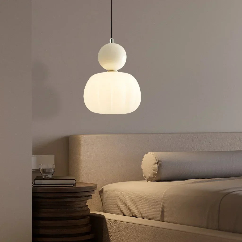 Pendant Light Fluted Acrylic Shade Polished Metal Sphere