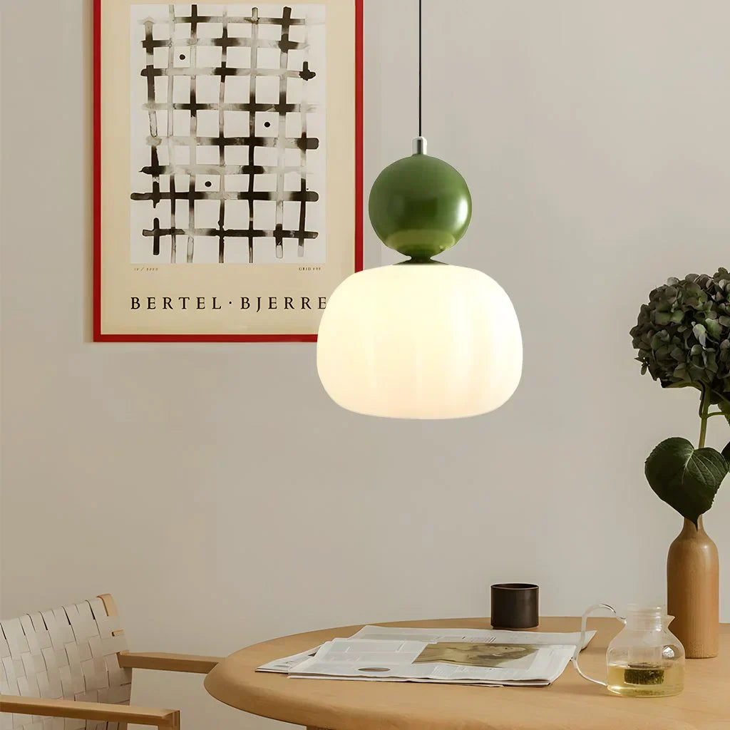 Pendant Light Fluted Acrylic Shade Polished Metal Sphere