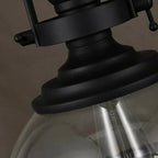 Pendant Light Glass Bowl Shade Iron Details & Adjustable Cable