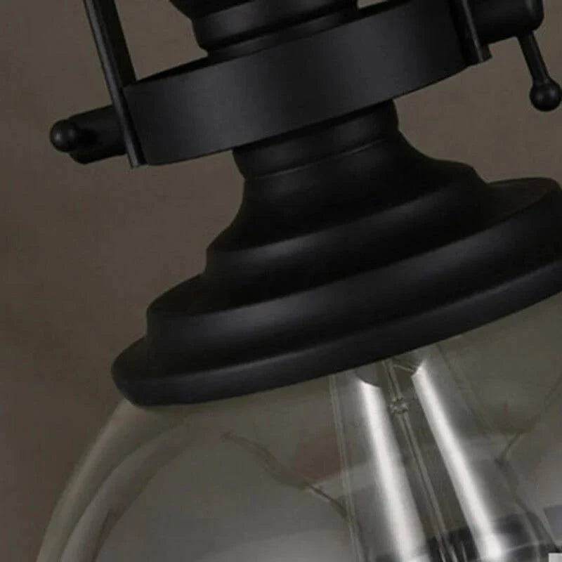 Pendant Light Glass Bowl Shade Iron Details & Adjustable Cable