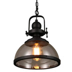 Pendant Light Glass Bowl Shade Iron Details & Adjustable Cable