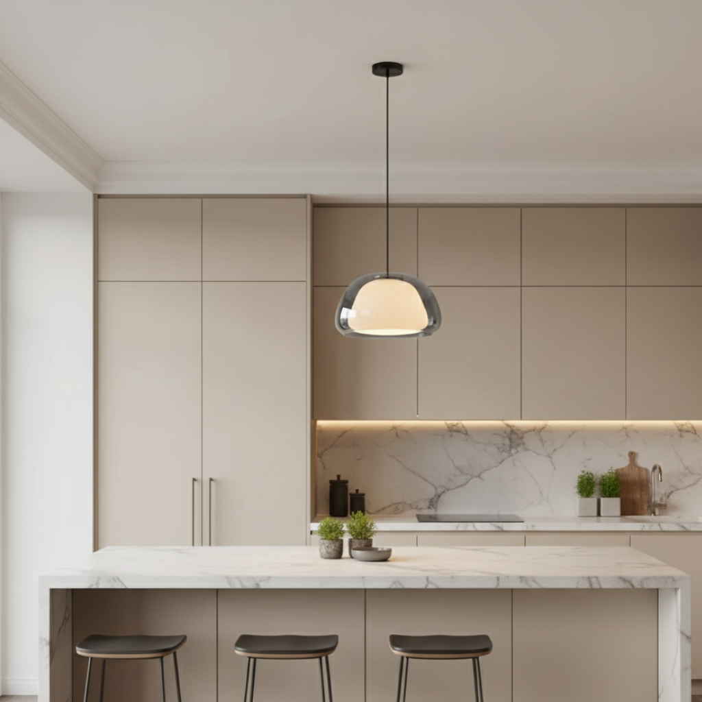 Pendant Light Glass Dome Adjustable Cable E27 Compatible