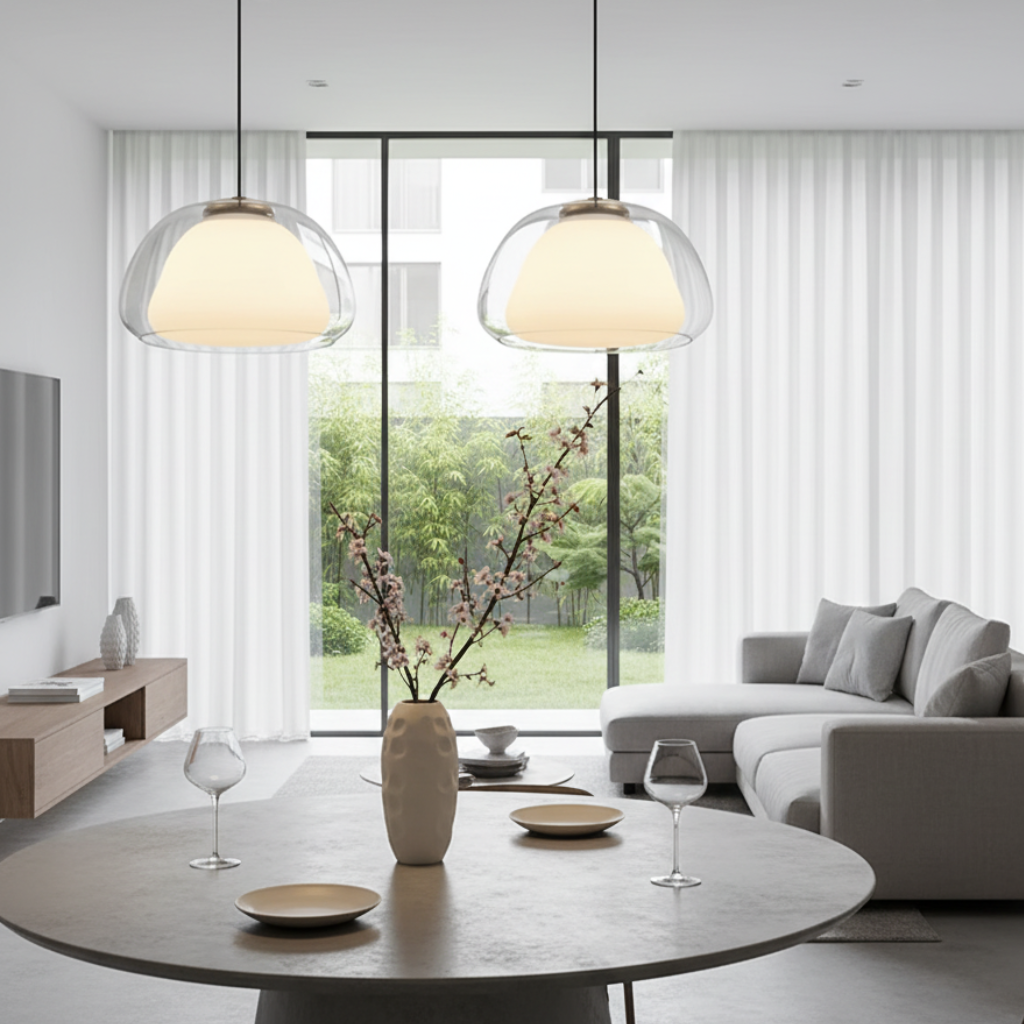 Pendant Light Glass Dome Adjustable Cable E27 Compatible