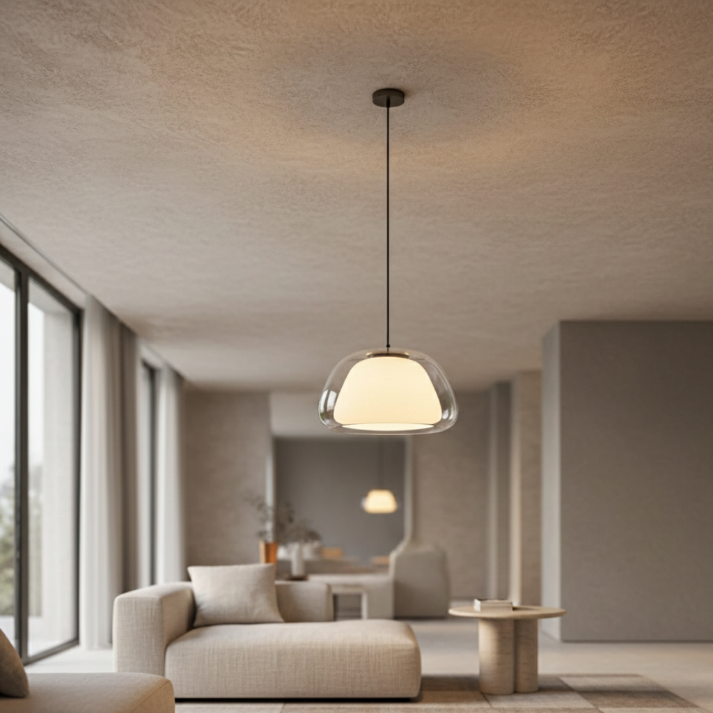 Pendant Light Glass Dome Adjustable Cable E27 Compatible