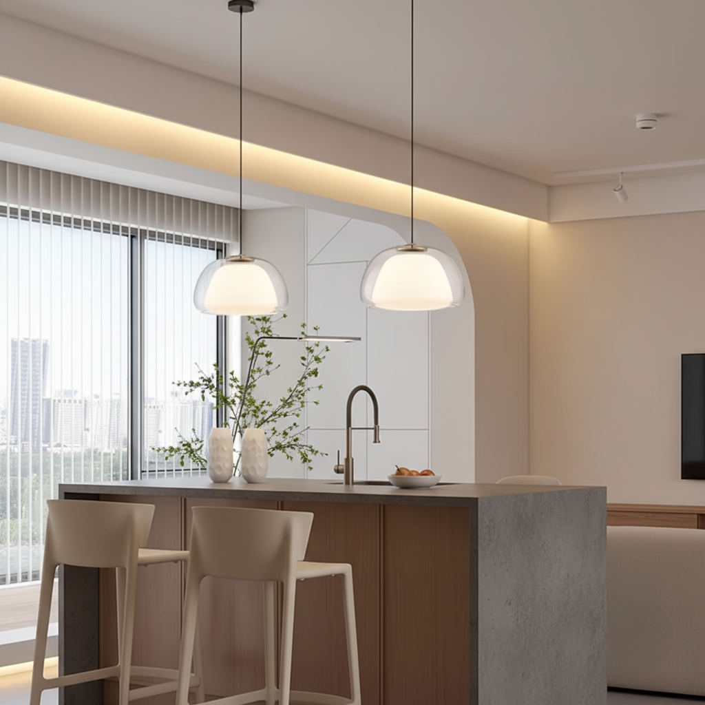 Pendant Light Glass Dome Adjustable Cable E27 Compatible