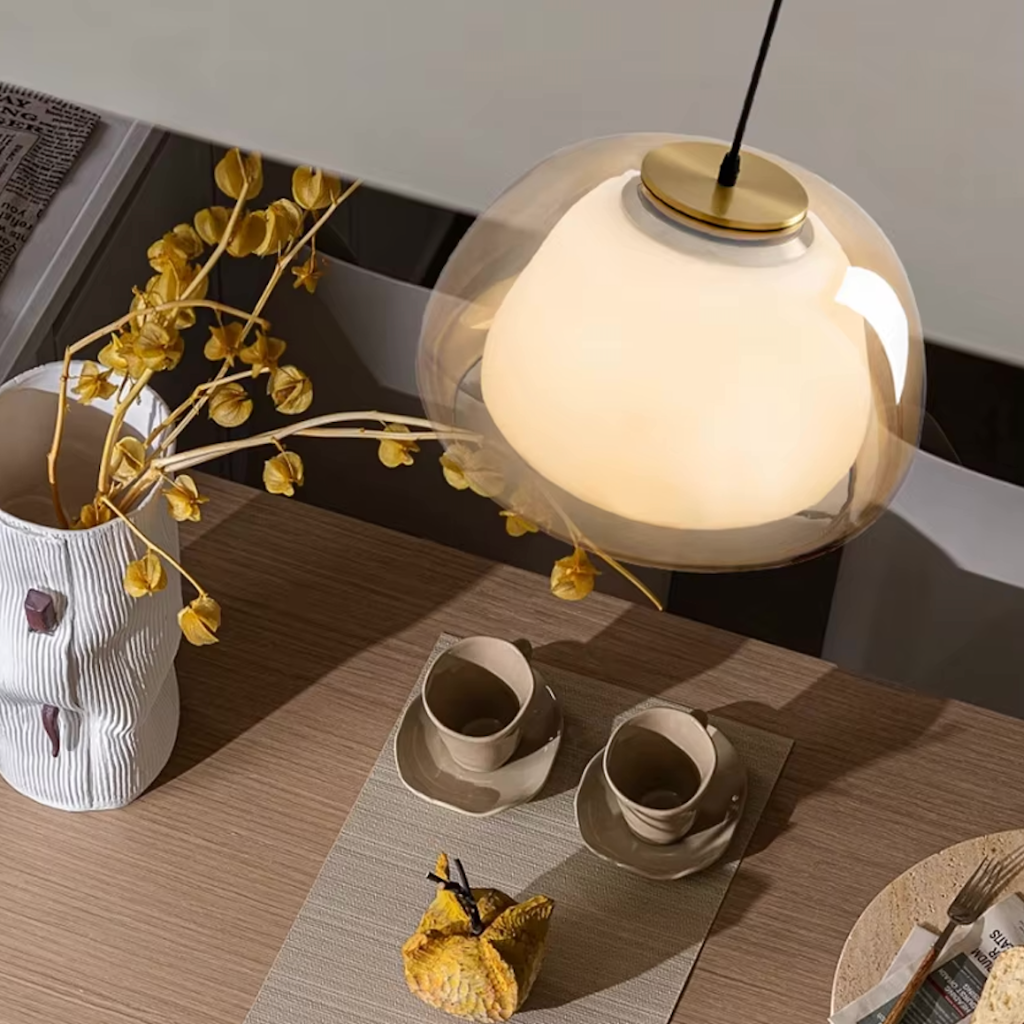Pendant Light Glass Dome Adjustable Cable E27 Compatible