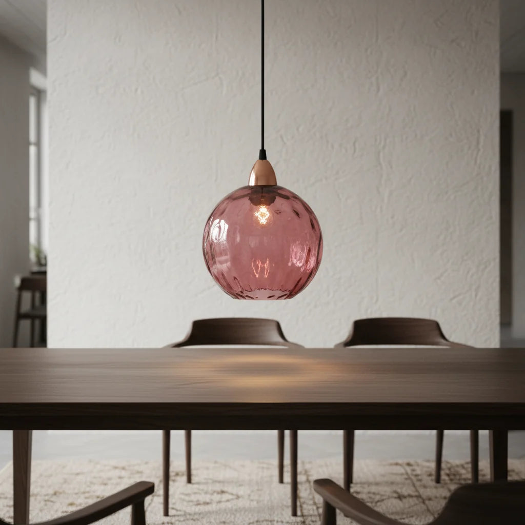 Pendant Light Glass Globe Forged Iron