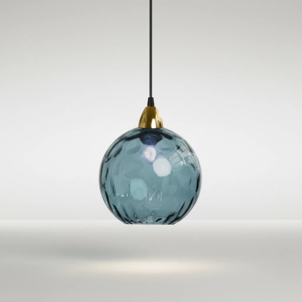 Pendant Light Glass Globe Forged Iron