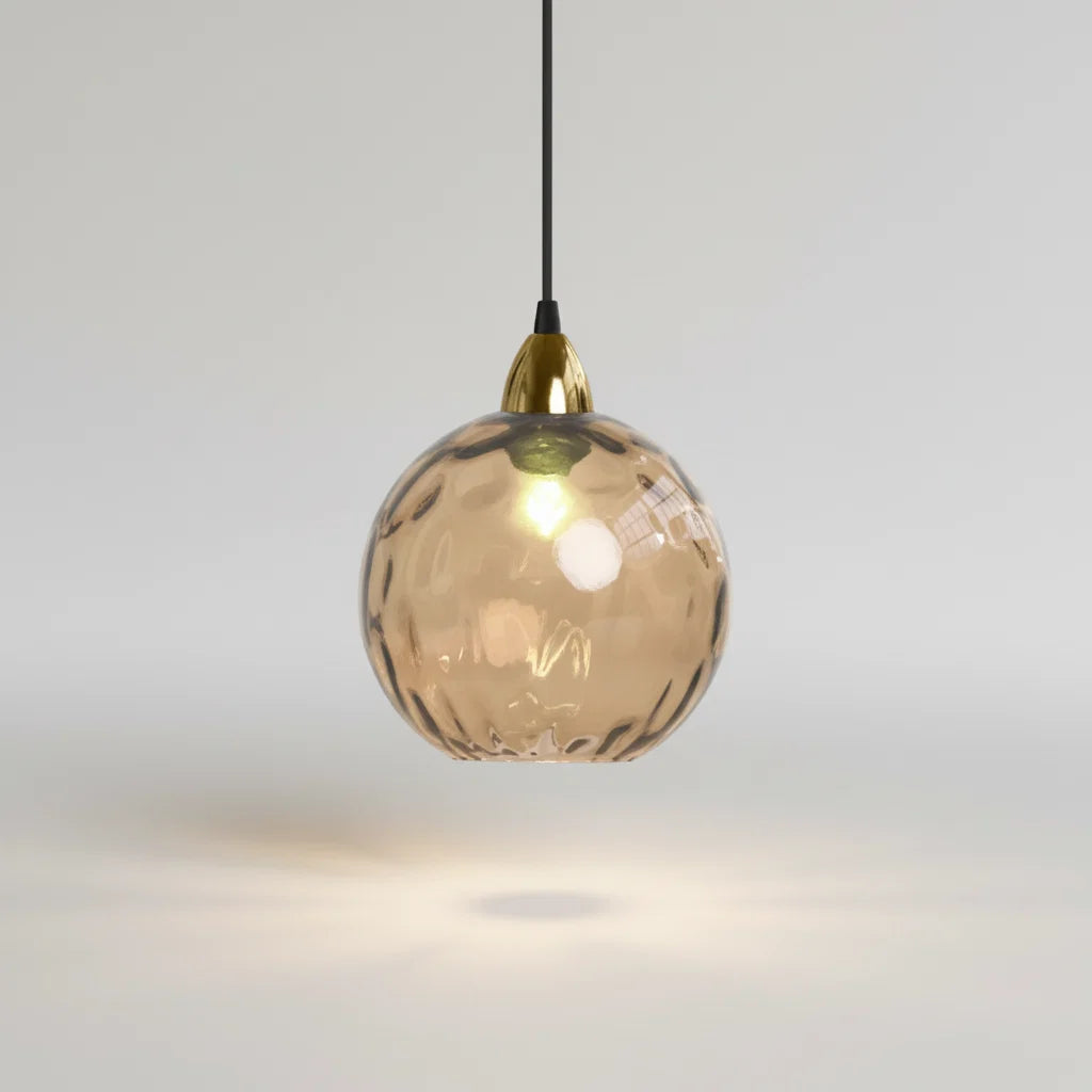 Pendant Light Glass Globe Forged Iron