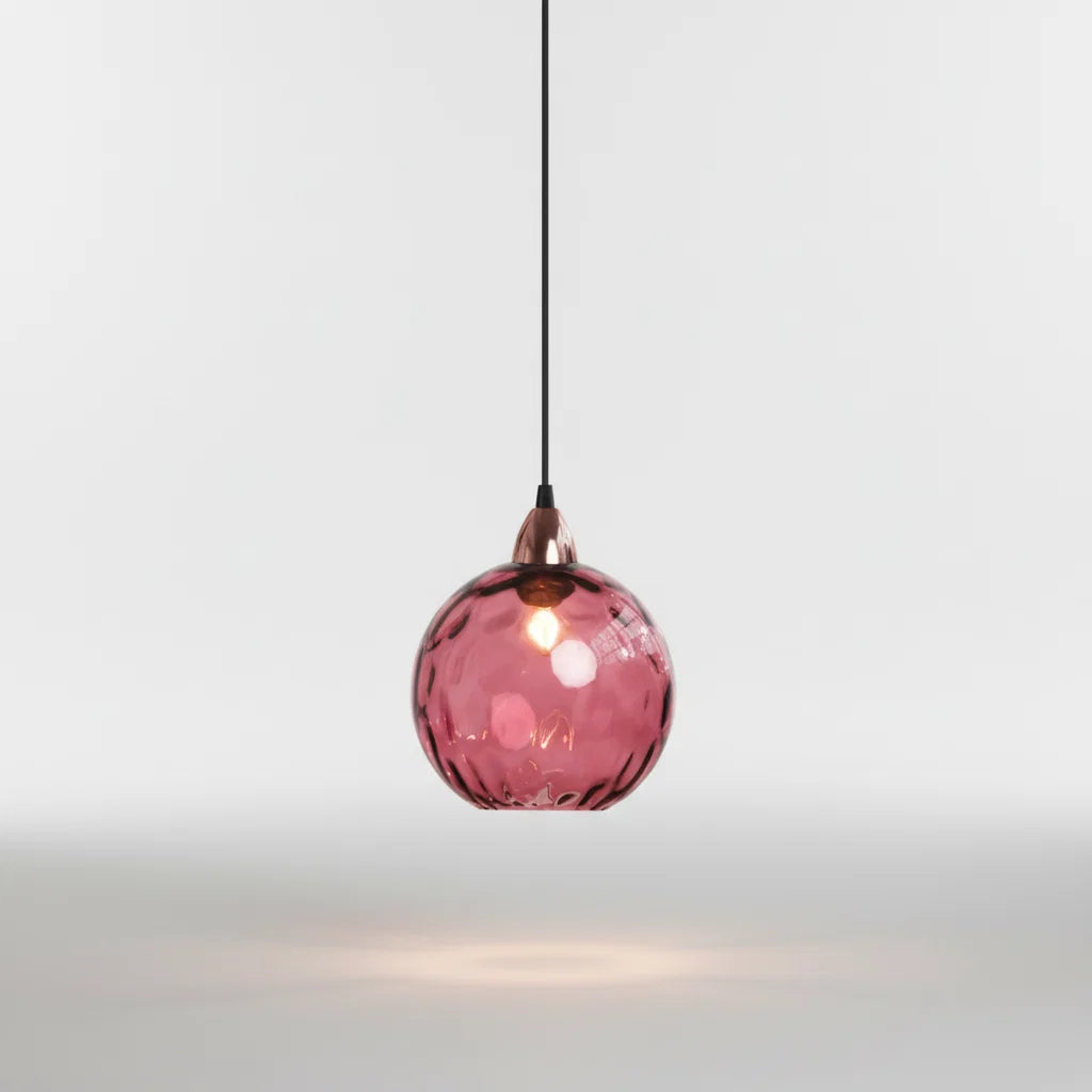 Pendant Light Glass Globe Forged Iron