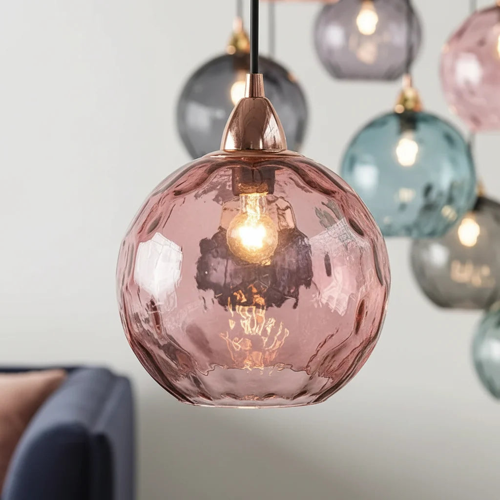 Pendant Light Glass Globe Forged Iron
