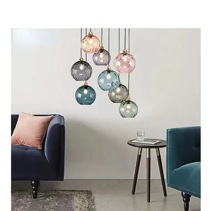 Pendant Light Glass Globe Forged Iron