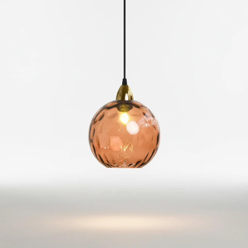 Pendant Light Glass Globe Forged Iron