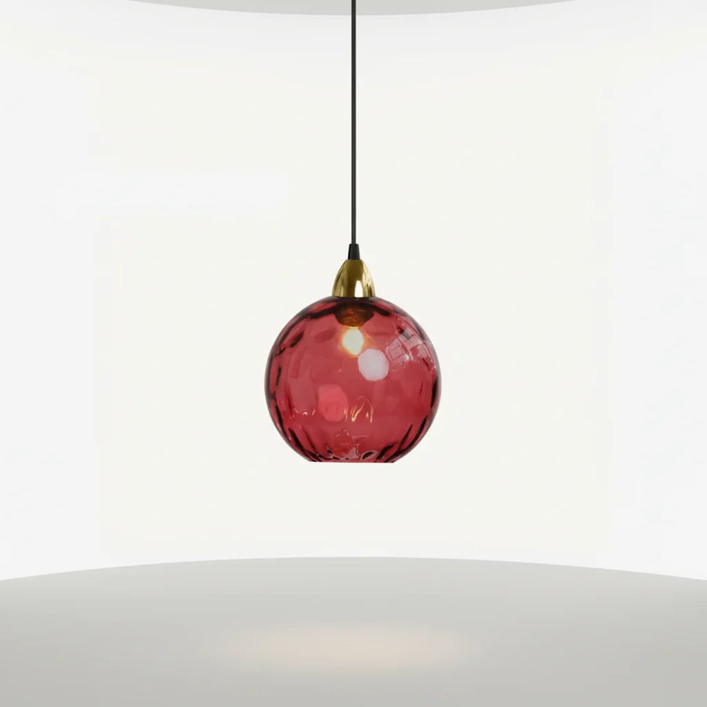 Pendant Light Glass Globe Forged Iron