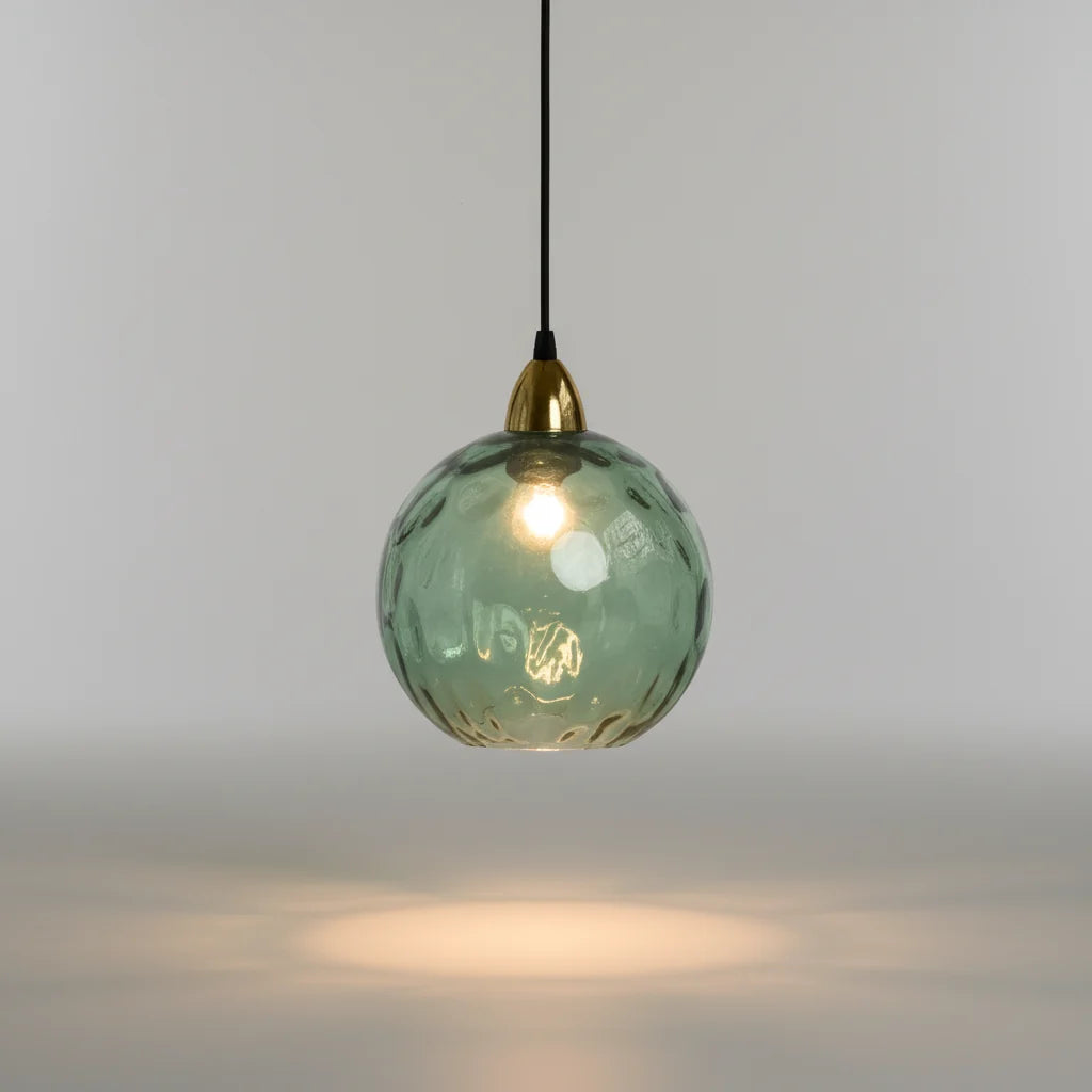 Pendant Light Glass Globe Forged Iron