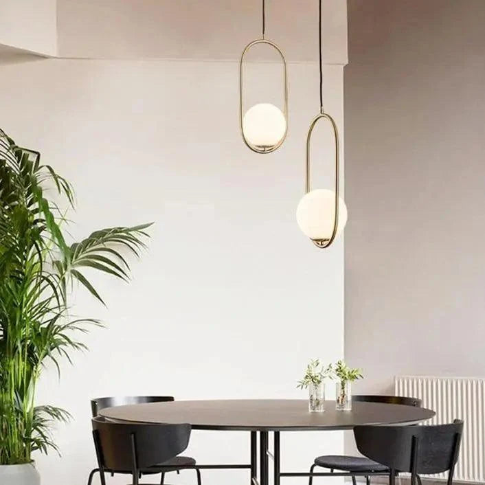 Pendant Light Gold Metal & Clear Glass Adjustable Cord