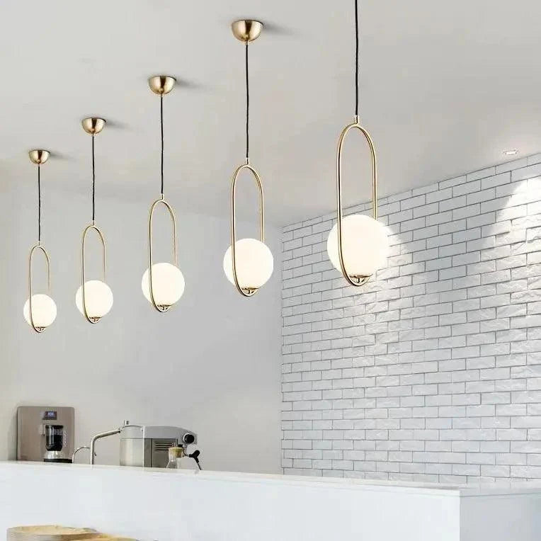 Pendant Light Gold Metal & Clear Glass Adjustable Cord