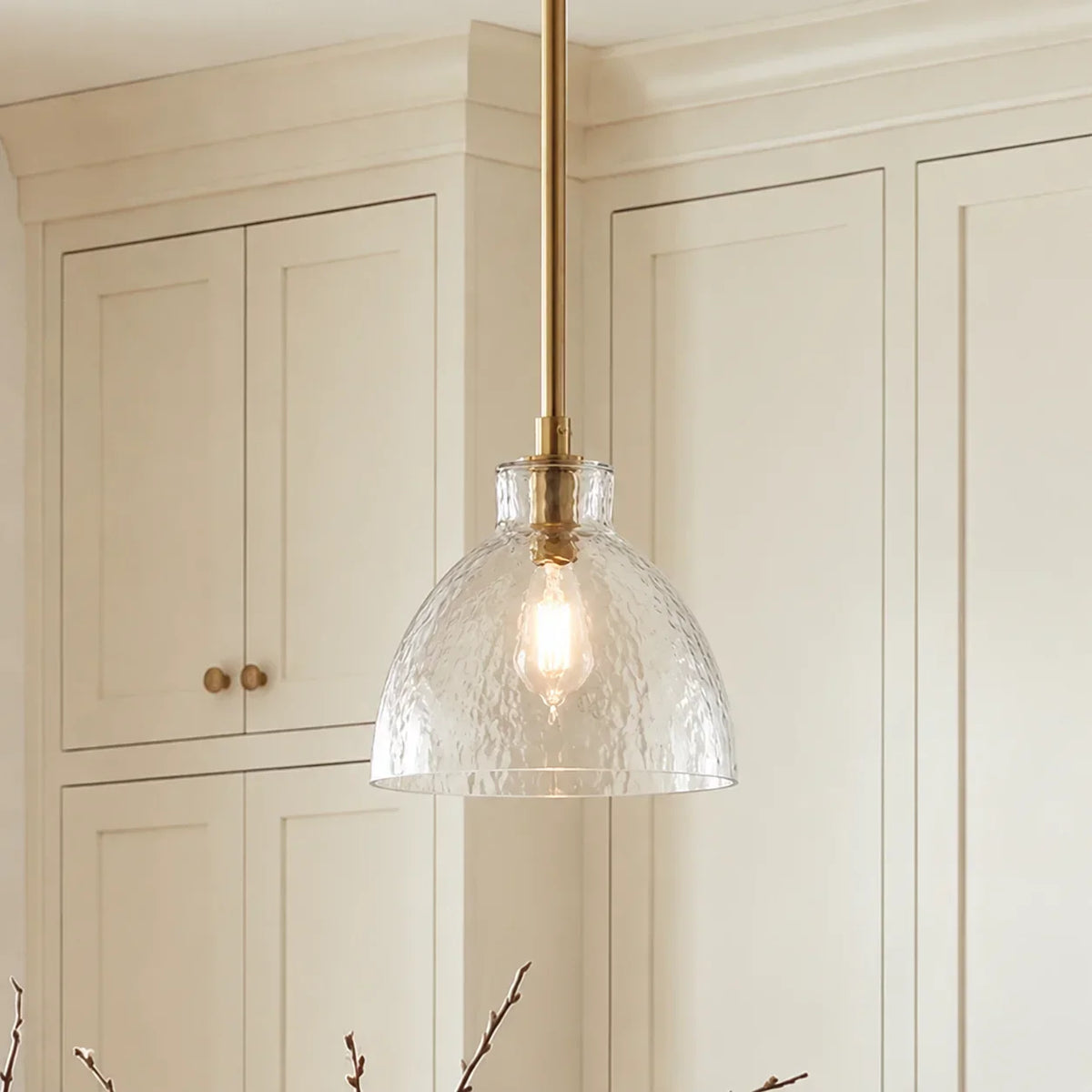 Pendant Light Hammered Cut Glass Warm Diffused Light