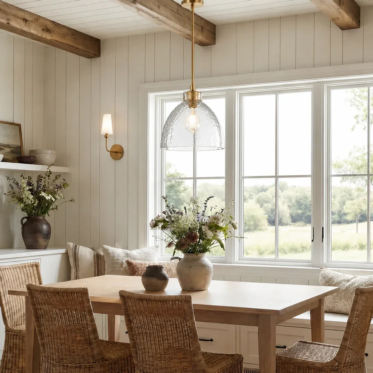 Pendant Light Hammered Cut Glass Warm Diffused Light